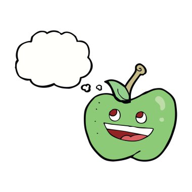 Düşünce baloncuklu çizgi film elması