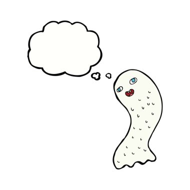 Düşünce baloncuklu komik bir hayalet.