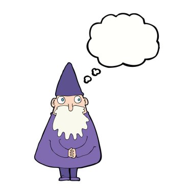 Düşünce baloncuklu çizgi film sihirbazı