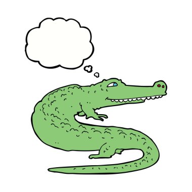 Düşünce baloncuklu çizgi film timsahı