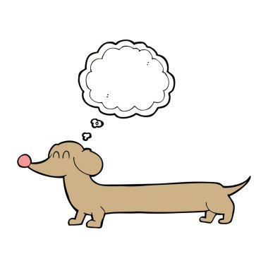 Düşünce baloncuklu çizgi film dachshund