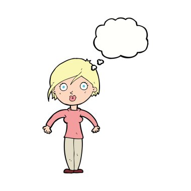 Karikatür, düşünce balonlu kadını şaşırttı.