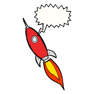 Düşünce baloncuklu çizgi film uzay gemisi