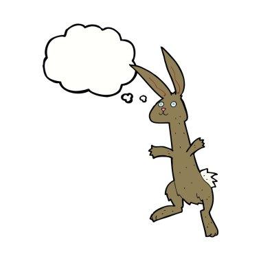 Düşünce baloncuklu çizgi film tavşanı