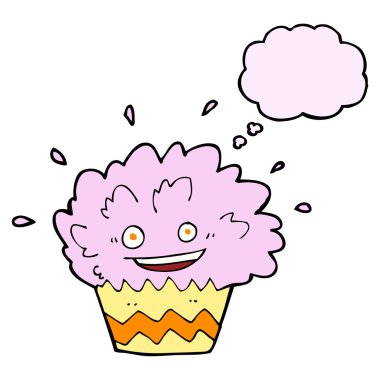 cupcake düşünce balonu ile patlayan çizgi film