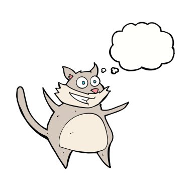 Düşünce baloncuklu komik çizgi film kedisi