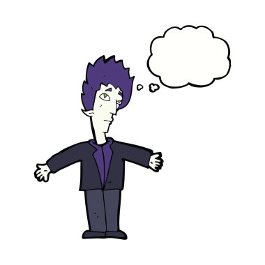 Düşünce baloncuğu olan vampir adam.