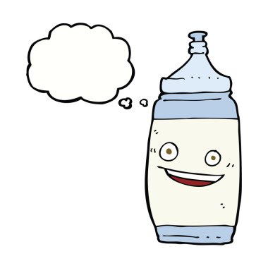 Düşünce baloncuklu çizgi film su şişesi