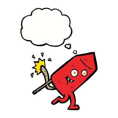 Düşünce baloncuklu komik havai fişek karakteri