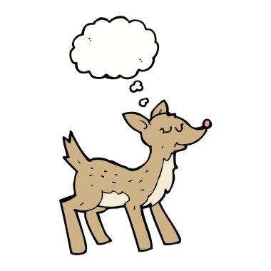 Düşünce baloncuklu sevimli karikatür geyiği