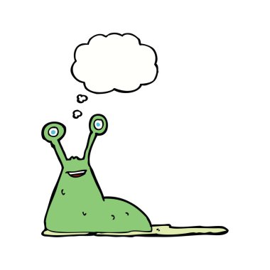 Düşünce baloncuklu çizgi film sümüklüböceği