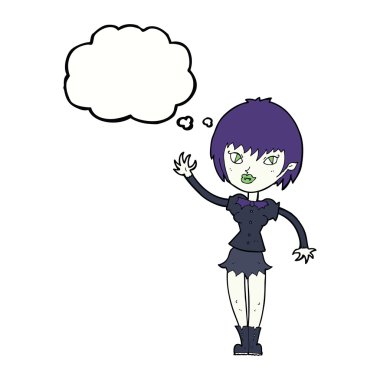 Düşünce baloncuğu olan vampir kız.