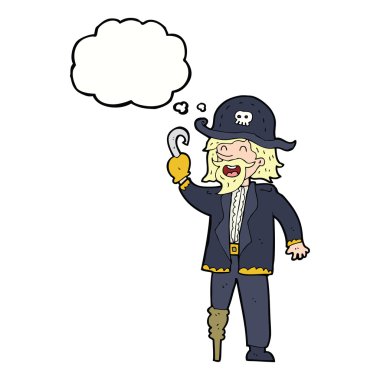 Düşünce baloncuklu korsan kaptan.