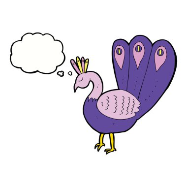 Düşünce baloncuklu çizgi film tavus kuşu
