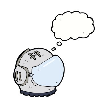 Düşünce baloncuklu astronot miğferi