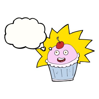 düşünce balonu ile karikatür cupcake