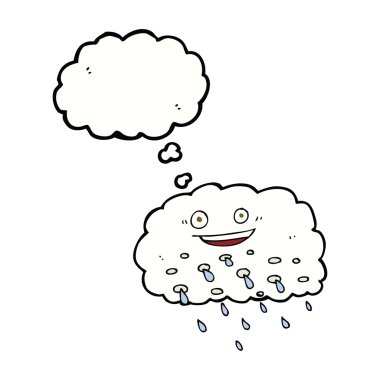 Düşünce baloncuklu çizgi film yağmur bulutu