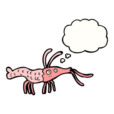 çizgi film karides ile düşünce balonu