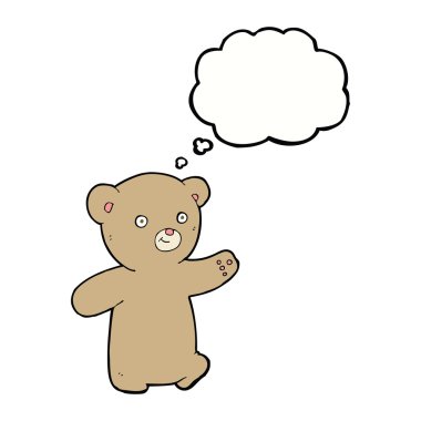 Düşünce baloncuklu oyuncak ayı.