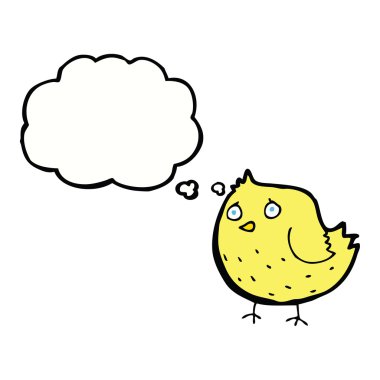 Düşünce baloncuklu çizgi film kuşu