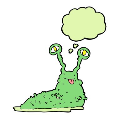 Düşünce baloncuklu iğrenç çizgi film sümüklüböceği