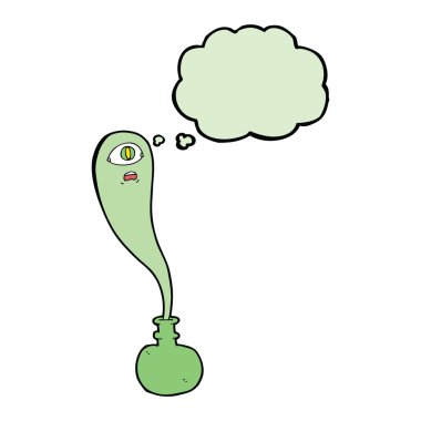 Şişede cadılar bayramı hayaleti ve düşünce kabarcığı.