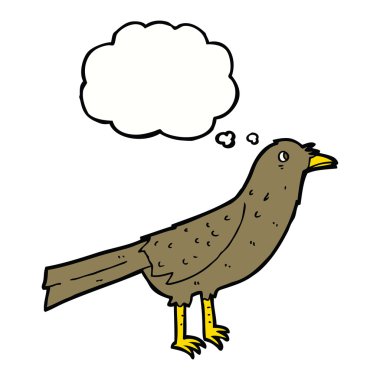 Düşünce baloncuklu çizgi film kuşu