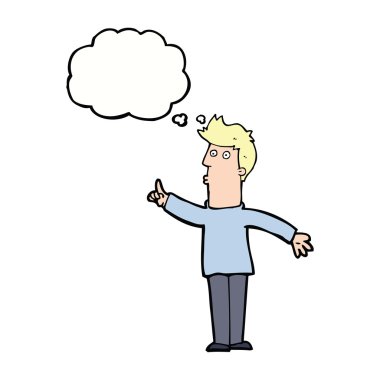Çizgi filmci, düşünce baloncuğuyla dikkatli olmayı tavsiye ediyor.