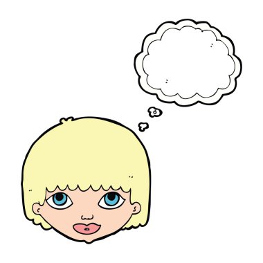 çizgi film kadın yüzü ile düşünce balonu