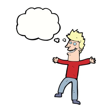 çizgi film mutlu adam düşünce baloncuğu ile