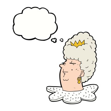 çizgi film kraliçenin portresi ile düşünce balonu