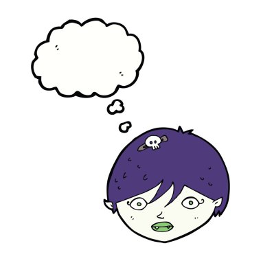 çizgi film vampir yüz düşünce balonu ile