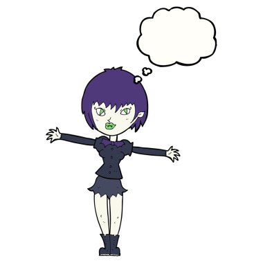 Düşünce baloncuğu olan vampir kız.