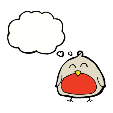 Düşünce baloncuklu komik karikatür noel robini