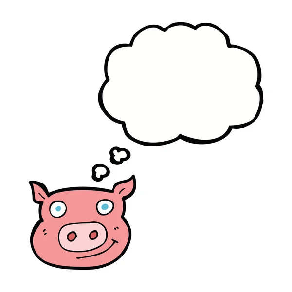 思考バブルで漫画豚の顔 — ストックベクタ
