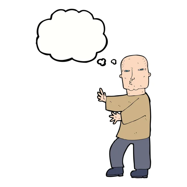 Καρτούν σκληρός άνθρωπος με φούσκα σκέψης — Διανυσματικό Αρχείο
