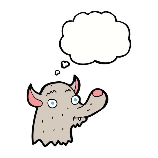 Kreslený šťastný vlk s myšlenkovou bublinou — Stockový vektor