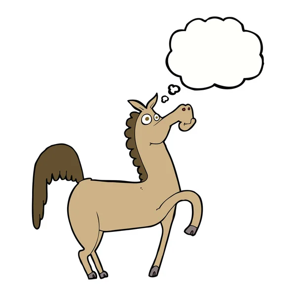 Lucu kartun kuda dengan pikiran gelembung - Stok Vektor