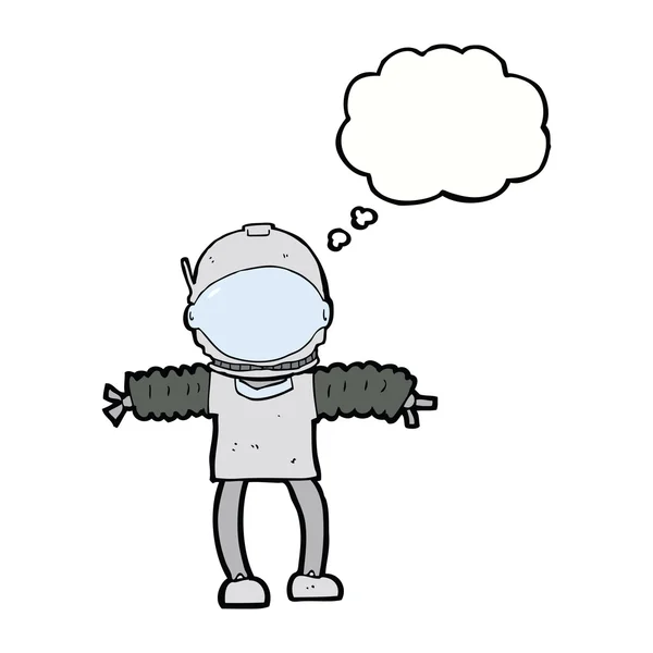 Astronauta de dibujos animados con burbuja de pensamiento — Vector de stock