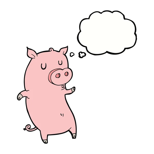 考えバブルのある面白い漫画の豚 — ストックベクタ