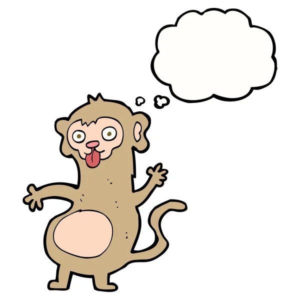 Macaco engraçado dos desenhos animados com bolha de pensamento — Vetor de Stock