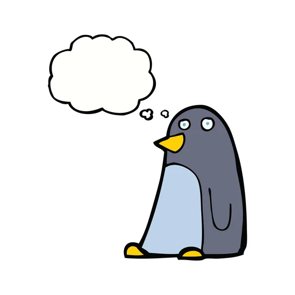 Pinguim dos desenhos animados com bolha de pensamento —  Vetores de Stock