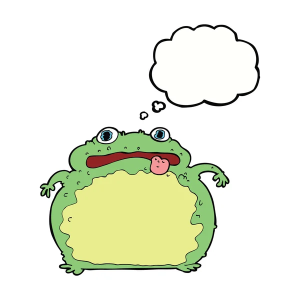 Karikatür komik kurbağa ile düşünce balonu — Stok Vektör
