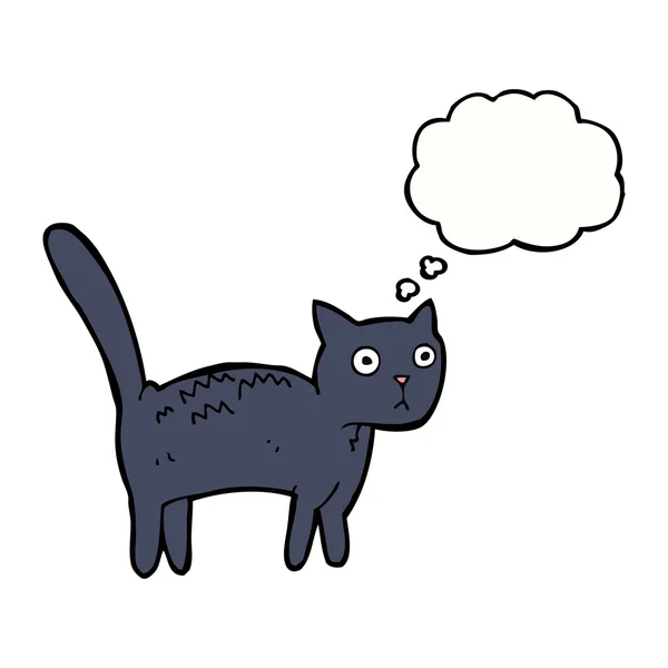 Dessin animé chat effrayé avec bulle de pensée — Image vectorielle