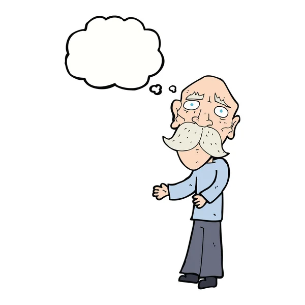 Kreslený osamělý starý muž s myšlenkovou bublinou — Stockový vektor