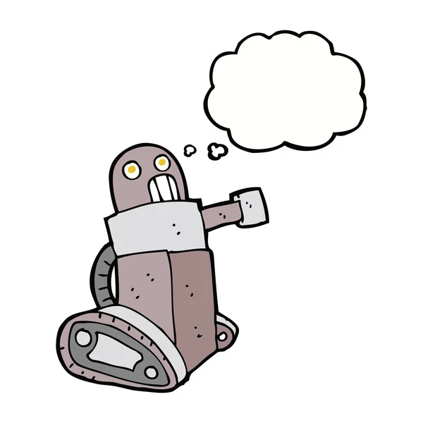 Robô tanque de desenhos animados com bolha de pensamento — Vetor de Stock