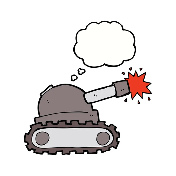 Tanque de dibujos animados con burbuja de pensamiento — Vector de stock