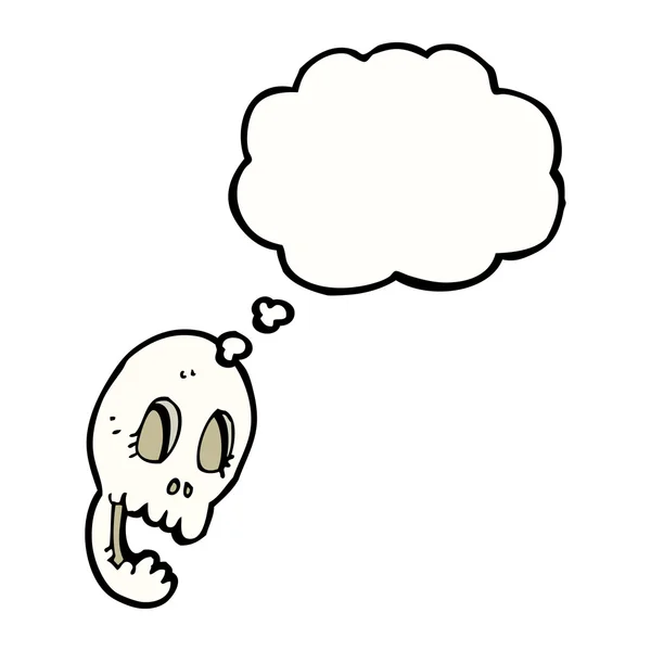 Divertido cráneo de dibujos animados con burbuja de pensamiento — Vector de stock