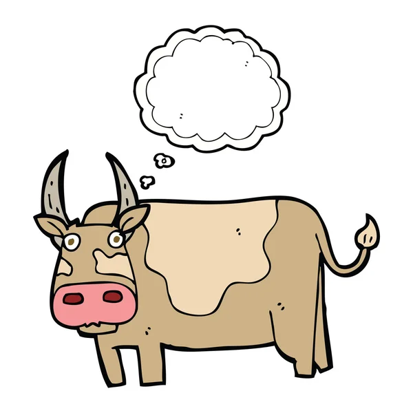 Toro de dibujos animados con burbuja de pensamiento — Vector de stock