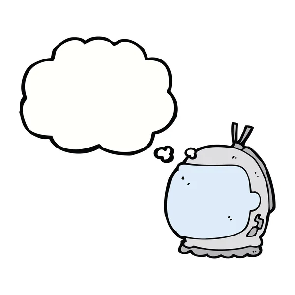 Cartoon astronaut helmet with thought bubble — Stock Vector